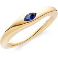 Sapphire Flush Set Marquise Gemstone Mini Signet Ring in 18ct Gold