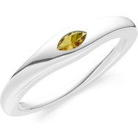 Citrine Flush Set Marquise Gemstone Mini Signet Ring in 9ct White Gold