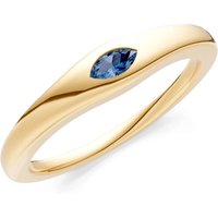 London Blue Topaz Flush Set Marquise Gemstone Mini Signet Ring in 9ct Gold