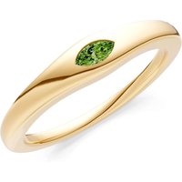 Peridot Flush Set Marquise Gemstone Mini Signet Ring in 18ct Gold