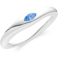 Swiss Blue Topaz Flush Set Marquise Gemstone Mini Signet Ring in 9ct White Gold