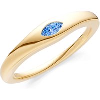 Swiss Blue Topaz Flush Set Marquise Gemstone Mini Signet Ring in 9ct Gold