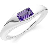 Amethyst Flush Set Gemstone Mini Signet Ring in 18ct White Gold