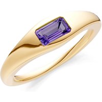 Amethyst Flush Set Gemstone Mini Signet Ring in 18ct Gold