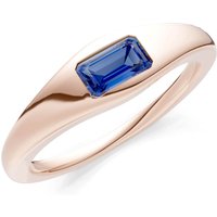 Sapphire Flush Set Gemstone Mini Signet Ring in 9ct Rose Gold