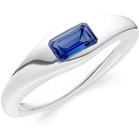 Sapphire Flush Set Gemstone Mini Signet Ring in 18ct White Gold