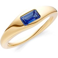 Sapphire Flush Set Gemstone Mini Signet Ring in 18ct Gold
