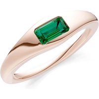 Emerald Flush Set Gemstone Mini Signet Ring in 9ct Rose Gold