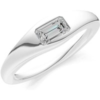 Diamond Flush Set Gemstone Mini Signet Ring, 0.25 ct in 18ct White Gold