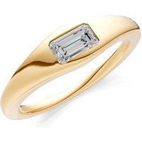 Diamond Flush Set Gemstone Mini Signet Ring, 0.25 ct in 18ct Gold