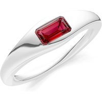 Garnet Flush Set Gemstone Mini Signet Ring in 18ct White Gold