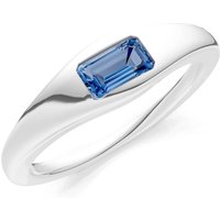 London Blue Topaz Flush Set Gemstone Mini Signet Ring in 9ct White Gold