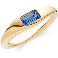 London Blue Topaz Flush Set Gemstone Mini Signet Ring in 9ct Gold