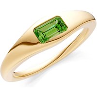 Peridot Flush Set Gemstone Mini Signet Ring in 18ct Gold