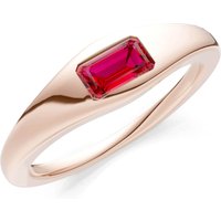 Ruby Flush Set Gemstone Mini Signet Ring in 9ct Rose Gold