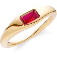 Ruby Flush Set Gemstone Mini Signet Ring in 18ct Gold