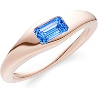 Swiss Blue Topaz Flush Set Gemstone Mini Signet Ring in 9ct Rose Gold