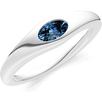 Alexandrite Flush Set Oval Gemstone Mini Signet Ring in 18ct White Gold