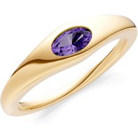 Amethyst Flush Set Oval Gemstone Mini Signet Ring in 18ct Gold