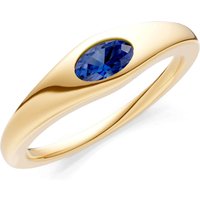 Sapphire Flush Set Oval Gemstone Mini Signet Ring in 18ct Gold