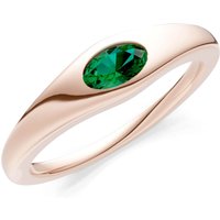 Emerald Flush Set Oval Gemstone Mini Signet Ring in 9ct Rose Gold