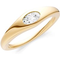 Diamond Flush Set Oval Gemstone Mini Signet Ring, 0.25 ct in 9ct Gold
