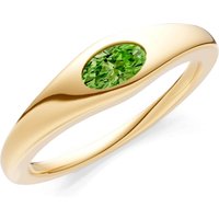 Peridot Flush Set Oval Gemstone Mini Signet Ring in 18ct Gold