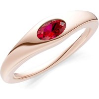 Ruby Flush Set Oval Gemstone Mini Signet Ring in 9ct Rose Gold