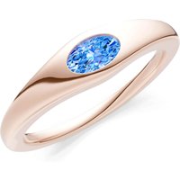 Swiss Blue Topaz Flush Set Oval Gemstone Mini Signet Ring in 9ct Rose Gold