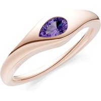 Amethyst Flush Set Pear Gemstone Mini Signet Ring in 9ct Rose Gold