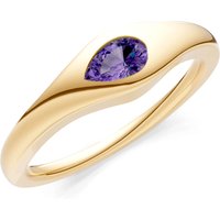 Amethyst Flush Set Pear Gemstone Mini Signet Ring in 18ct Gold