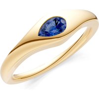 Sapphire Flush Set Pear Gemstone Mini Signet Ring in 9ct Gold
