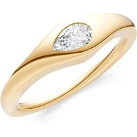 Diamond Flush Set Pear Gemstone Mini Signet Ring, 0.18 ct in 9ct Gold