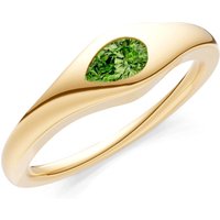 Peridot Flush Set Pear Gemstone Mini Signet Ring in 18ct Gold