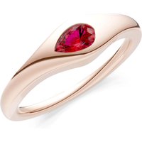 Ruby Flush Set Pear Gemstone Mini Signet Ring in 9ct Rose Gold