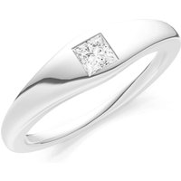 Diamond Flush Set Gemstone Mini Signet Ring, 0.17 ct in 9ct White Gold