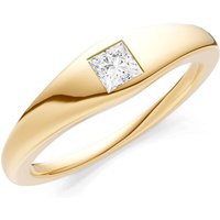 Diamond Flush Set Gemstone Mini Signet Ring, 0.17 ct in 18ct Gold