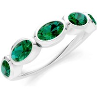 Emerald Bezel Set Half Eternity Band Ring in 18ct White Gold