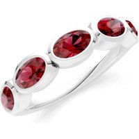 Garnet Bezel Set Half Eternity Band Ring in 18ct White Gold