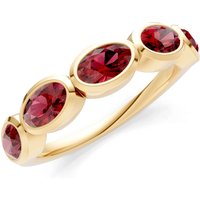 Garnet Bezel Set Half Eternity Band Ring in 18ct Gold