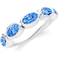 Swiss Blue Topaz Bezel Set Half Eternity Band Ring in 18ct White Gold