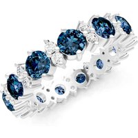 Alexandrite and Diamond Full Eternity Band Ring in 9ct White Gold