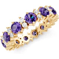 Amethyst and Diamond Full Eternity Band Ring in 9ct Gold