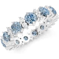 Aquamarine and Diamond Full Eternity Band Ring in 18ct White Gold