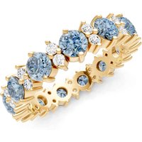 Aquamarine and Diamond Full Eternity Band Ring in 18ct Gold