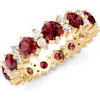Garnet and Diamond Full Eternity Band Ring in 18ct Gold