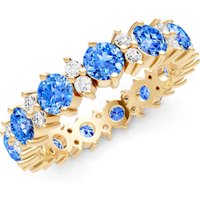 Swiss Blue Topaz and Diamond Full Eternity Band Ring in 18ct Gold