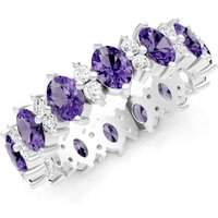 Amethyst and Diamond Oval and Gemstone Full Eternity Band Ring in 18ct White Gold