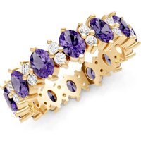 Amethyst and Diamond Oval and Gemstone Full Eternity Band Ring in 9ct Gold