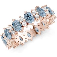 Aquamarine and Diamond Oval and Gemstone Full Eternity Band Ring in 9ct Rose Gold
